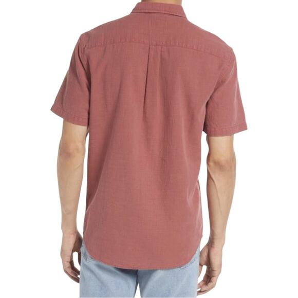 Marine Layer Men'sSelvage Short Sleeve Button Up Dusty Red  Button Down Small - Picture 5 of 6